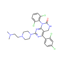 CN(C)CCN1CCN(c2nc(-c3ccc(Cl)cc3Cl)c3c(n2)N(c2c(Cl)cccc2Cl)C(=O)NC3)CC1 ZINC000023359219