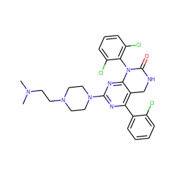 CN(C)CCN1CCN(c2nc(-c3ccccc3Cl)c3c(n2)N(c2c(Cl)cccc2Cl)C(=O)NC3)CC1 ZINC000023359218