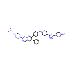 CN(C)CCN1CCN(c2ncc3cc(-c4ccccc4)c(-c4ccc(CN5CCC(c6nc(-c7cc[n+]([O-])cc7)n[nH]6)CC5)cc4)nc3n2)CC1 ZINC000150371766