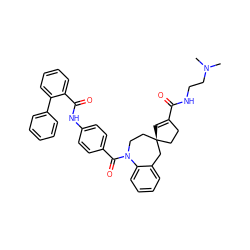 CN(C)CCNC(=O)C1=C[C@]2(CC1)CCN(C(=O)c1ccc(NC(=O)c3ccccc3-c3ccccc3)cc1)c1ccccc1C2 ZINC000014141246