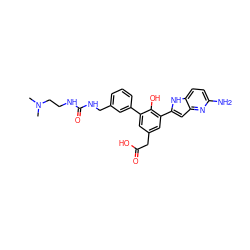 CN(C)CCNC(=O)NCc1cccc(-c2cc(CC(=O)O)cc(-c3cc4nc(N)ccc4[nH]3)c2O)c1 ZINC000101413783