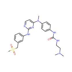 CN(C)CCNC(=O)Nc1ccc(N(C)c2ccnc(Nc3cccc(CS(C)(=O)=O)c3)n2)cc1 ZINC000014945161