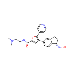 CN(C)CCNC(=O)c1cc(-c2ccc3c(c2)CC/C3=N\O)c(-c2ccncc2)o1 ZINC000040407219