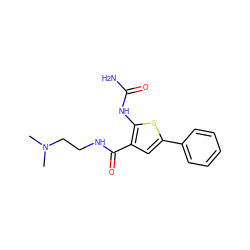 CN(C)CCNC(=O)c1cc(-c2ccccc2)sc1NC(N)=O ZINC000040393487