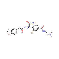 CN(C)CCNC(=O)c1cc(Br)c2c(c1)NC(=O)/C2=N\NC(=O)Cc1ccc2c(c1)CCO2 ZINC000036477640