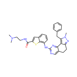 CN(C)CCNC(=O)c1cc2cccc(Nc3ncc4c(n3)-c3c(nn(C)c3Cc3ccccc3)CC4)c2s1 ZINC000169702433