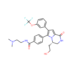 CN(C)CCNC(=O)c1ccc(-c2c(-c3cccc(OC(F)(F)F)c3)cc3n2[C@@H](CCO)CNC3=O)cc1 ZINC000143219185