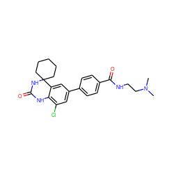 CN(C)CCNC(=O)c1ccc(-c2cc(Cl)c3c(c2)C2(CCCCC2)NC(=O)N3)cc1 ZINC000028374567