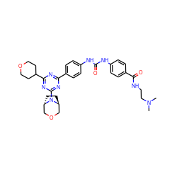 CN(C)CCNC(=O)c1ccc(NC(=O)Nc2ccc(-c3nc(C4CCOCC4)nc(N4[C@H]5CC[C@H]4COC5)n3)cc2)cc1 ZINC000101336023