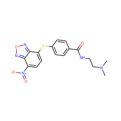 CN(C)CCNC(=O)c1ccc(Sc2ccc([N+](=O)[O-])c3nonc23)cc1 ZINC000299819822