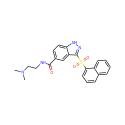 CN(C)CCNC(=O)c1ccc2[nH]nc(S(=O)(=O)c3cccc4ccccc34)c2c1 ZINC000066103049