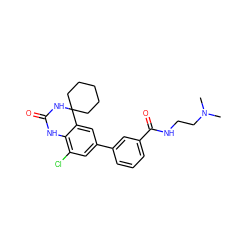 CN(C)CCNC(=O)c1cccc(-c2cc(Cl)c3c(c2)C2(CCCCC2)NC(=O)N3)c1 ZINC000028379549