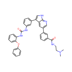 CN(C)CCNC(=O)c1cccc(-c2cnc3[nH]cc(-c4cccc(NC(=O)Nc5ccccc5Oc5ccccc5)c4)c3c2)c1 ZINC000042989177