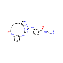 CN(C)CCNC(=O)c1cccc(Nc2nc3nc4c(cnn24)CCCCC(=O)Nc2cccc(c2)N3)c1 ZINC000029129413