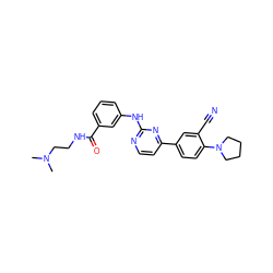 CN(C)CCNC(=O)c1cccc(Nc2nccc(-c3ccc(N4CCCC4)c(C#N)c3)n2)c1 ZINC000113823321