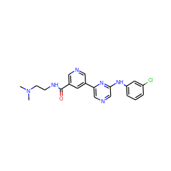 CN(C)CCNC(=O)c1cncc(-c2cncc(Nc3cccc(Cl)c3)n2)c1 ZINC000013648371