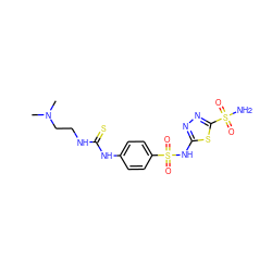 CN(C)CCNC(=S)Nc1ccc(S(=O)(=O)Nc2nnc(S(N)(=O)=O)s2)cc1 ZINC000028393780