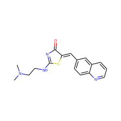 CN(C)CCNC1=NC(=O)/C(=C/c2ccc3ncccc3c2)S1 ZINC000038692000