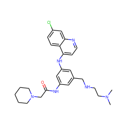 CN(C)CCNCc1cc(NC(=O)CN2CCCCC2)cc(Nc2ccnc3cc(Cl)ccc23)c1 ZINC000026719292