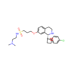 CN(C)CCNS(=O)(=O)CCCOc1ccc2c(c1)[C@@H](C1(c3ccc(Cl)cc3)CCC1)NCC2 ZINC000114978913