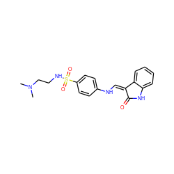 CN(C)CCNS(=O)(=O)c1ccc(N/C=C2\C(=O)Nc3ccccc32)cc1 ZINC000013470494