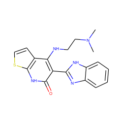 CN(C)CCNc1c(-c2nc3ccccc3[nH]2)c(=O)[nH]c2sccc12 ZINC000299830832