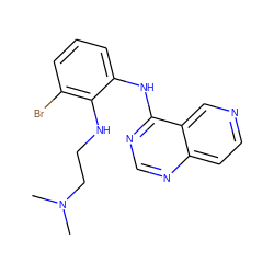 CN(C)CCNc1c(Br)cccc1Nc1ncnc2ccncc12 ZINC000029133350