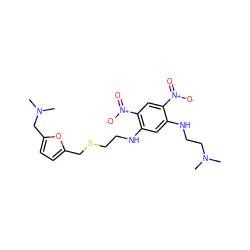 CN(C)CCNc1cc(NCCSCc2ccc(CN(C)C)o2)c([N+](=O)[O-])cc1[N+](=O)[O-] ZINC000013726492