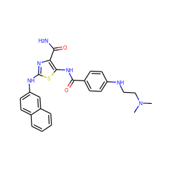 CN(C)CCNc1ccc(C(=O)Nc2sc(Nc3ccc4ccccc4c3)nc2C(N)=O)cc1 ZINC000473165248