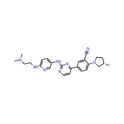 CN(C)CCNc1ccc(Nc2nccc(-c3ccc(N4CC[C@H](F)C4)c(C#N)c3)n2)cn1 ZINC000219384052