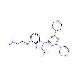 CN(C)CCNc1cccc2c1nc(C(F)F)n2-c1nc(N2CCOCC2)nc(N2CCOCC2)n1 ZINC000096271517