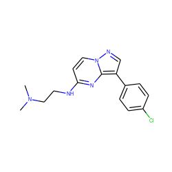 CN(C)CCNc1ccn2ncc(-c3ccc(Cl)cc3)c2n1 ZINC000096286360