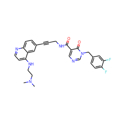 CN(C)CCNc1ccnc2ccc(C#CCNC(=O)c3cncn(Cc4ccc(F)c(F)c4)c3=O)cc12 ZINC000096176223