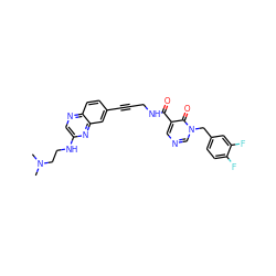 CN(C)CCNc1cnc2ccc(C#CCNC(=O)c3cncn(Cc4ccc(F)c(F)c4)c3=O)cc2n1 ZINC000096176127