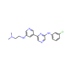 CN(C)CCNc1cncc(-c2cncc(Nc3cccc(Cl)c3)n2)c1 ZINC000001494761