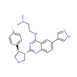 CN(C)CCNc1nc([C@@H]2CNC[C@H]2c2ccc(F)cc2)nc2ccc(-c3cn[nH]c3)cc12 ZINC000095591866