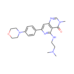 CN(C)CCNc1nc(-c2ccc(N3CCOCC3)cc2)cc2ncn(C)c(=O)c12 ZINC000115624295