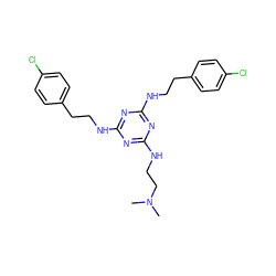 CN(C)CCNc1nc(NCCc2ccc(Cl)cc2)nc(NCCc2ccc(Cl)cc2)n1 ZINC000082153534