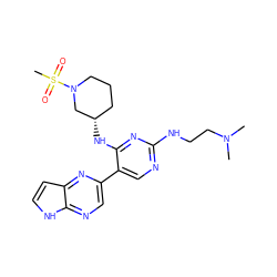 CN(C)CCNc1ncc(-c2cnc3[nH]ccc3n2)c(N[C@H]2CCCN(S(C)(=O)=O)C2)n1 ZINC000169086959