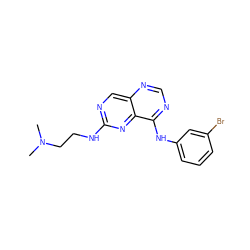 CN(C)CCNc1ncc2ncnc(Nc3cccc(Br)c3)c2n1 ZINC000003815228