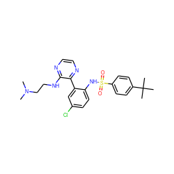 CN(C)CCNc1nccnc1-c1cc(Cl)ccc1NS(=O)(=O)c1ccc(C(C)(C)C)cc1 ZINC000474609912