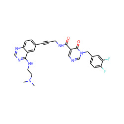 CN(C)CCNc1ncnc2ccc(C#CCNC(=O)c3cncn(Cc4ccc(F)c(F)c4)c3=O)cc12 ZINC000096176267