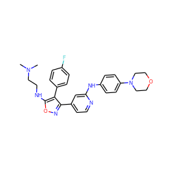 CN(C)CCNc1onc(-c2ccnc(Nc3ccc(N4CCOCC4)cc3)c2)c1-c1ccc(F)cc1 ZINC000103235681