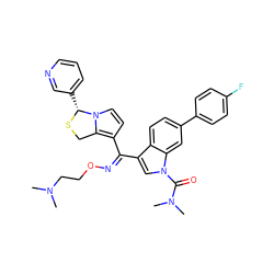 CN(C)CCO/N=C(\c1ccn2c1CS[C@@H]2c1cccnc1)c1cn(C(=O)N(C)C)c2cc(-c3ccc(F)cc3)ccc12 ZINC000026740592