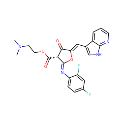 CN(C)CCOC(=O)[C@@H]1C(=O)/C(=C/c2c[nH]c3ncccc23)O/C1=N\c1ccc(F)cc1F ZINC000169702599