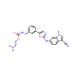 CN(C)CCOC(=O)NCc1cccc(-c2cnc(Nc3ccc4c(C#N)cn(C)c4c3)o2)c1 ZINC000049877268