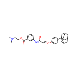 CN(C)CCOC(=O)c1cccc(NC(=O)/C=C/Oc2ccc(C34CC5CC(CC(C5)C3)C4)cc2)c1 ZINC000095579286