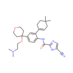 CN(C)CCOC1(c2ccc(NC(=O)c3ncc(C#N)[nH]3)c(C3=CCC(C)(C)CC3)c2)CCOCC1 ZINC000138483767