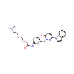 CN(C)CCOCCOC(=O)Nc1cccc(Cn2nc(-n3ccc4ccc(F)cc43)ccc2=O)c1 ZINC000299867755