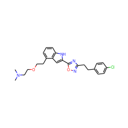 CN(C)CCOCCc1cccc2[nH]c(-c3nc(CCc4ccc(Cl)cc4)no3)cc12 ZINC000036311431